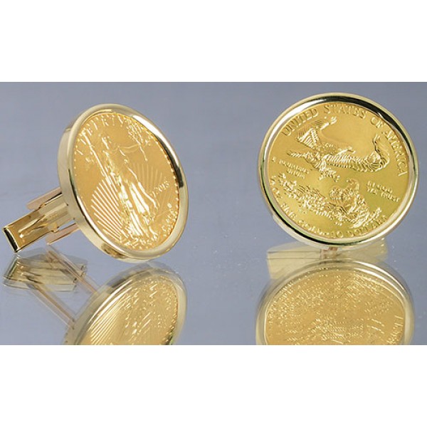 14kt Gold Cuff-Links with U.S. American eagle 1/4 oz. Gold Coins